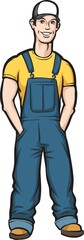 cartoon character standing farmer - PNG image with transparent background