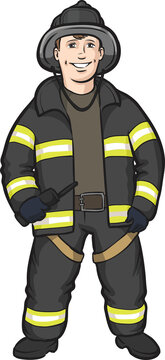 cartoon character standing firefighter - PNG image with transparent background