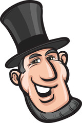 cartoon smiling retro man in top hat - PNG image with transparent background