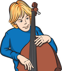 double bass player - PNG image with transparent background