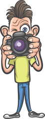 funny cartoon character photographer making pictures - PNG image with transparent background