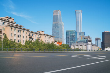 Fototapeta na wymiar The skyline of modern urban architecture and highways in Beijing, the capital of China