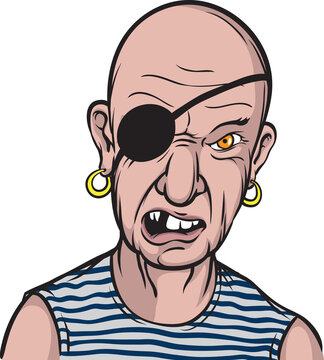 portrait of furious pirate - PNG image with transparent background