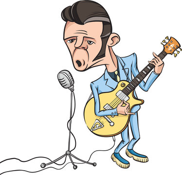 rock and roll guitarist singing at the stage - PNG image with transparent background