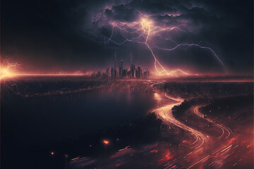 Beautiful lightning and thunder illustration
