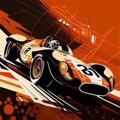 Washable wall murals Cars Car, F1, race, motor, sports, illustration, cartoon, speed