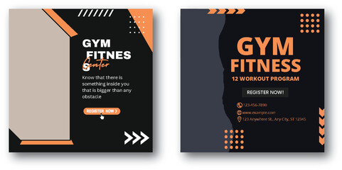 Gym Fitness Social Media Banner Design. Sports Banner Design. Exercise Social Media Post Template.