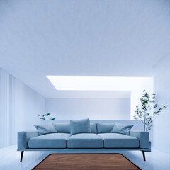 Modern interior design of living room, contemporary design. Wall mock up. 3D render, 3D illustration