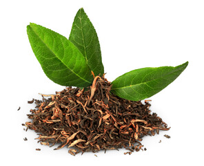 Green leaf tea and black crumbly tea