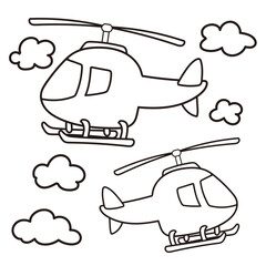 ヘリコプター（塗り絵用線画）