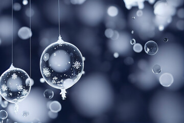 Fototapeta na wymiar Beautiful Winter Snowflake Glass Bauble with bokeh Made with Generative Ai
