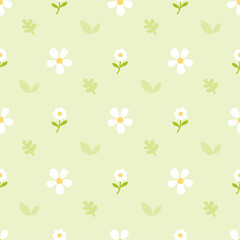 seamless pattern design daisies flowers and leaves suitable for fabric, wallpaper, home decor