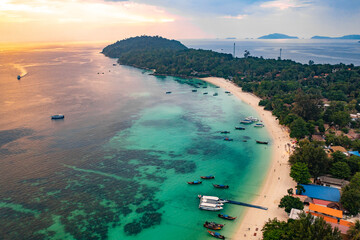 Aerial view of Pattaya Beach in Koh Lipe, Satun, Thailand