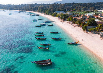 Aerial view of Pattaya Beach in Koh Lipe, Satun, Thailand - obrazy, fototapety, plakaty
