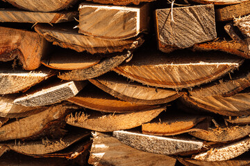 Background of sawn logs on top of each other.