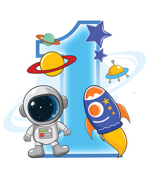 Astronut and rocket vector