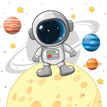 Astronut and rocket vector