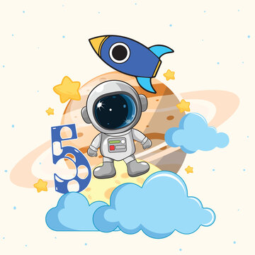 Astronut and rocket vector