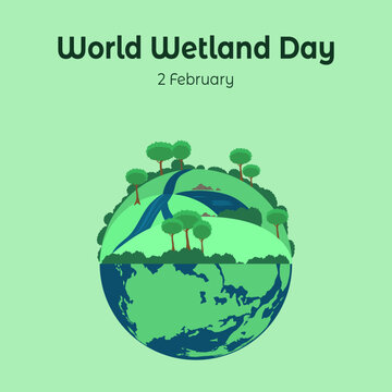 world wetland day vector ,design for poster or template world and nature ,flat design illustration