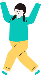 Girl raises her hands