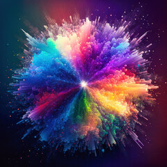  Rainbow Colors Explosion Background. Created with Generative AI Technology