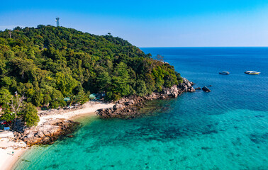 Aerial view of Pattaya Beach in Koh Lipe, Satun, Thailand