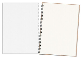 片方破れた見開きスケッチブック、影付きの切抜き素材