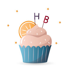 cupcake color vector illustration, cupcake dessert, birthday cupcake