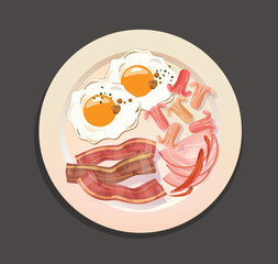 american breakfast on plate	
