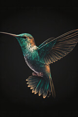 Fototapeta premium hummingbird, dark, colourful, AI