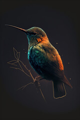 Fototapeta premium hummingbird, dark, colourful, AI