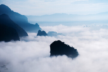 Fototapeta na wymiar landscape of mountains fog Phu Lanka National Park Phayao province north of Thailand
