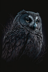 owl, dark, AI
