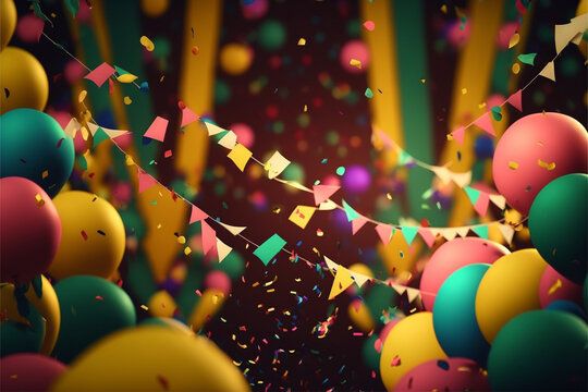 Carnaval party, Brazil, confetti, glitter, streamer, pennant, image