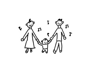 親子　手をつなぐ　散歩