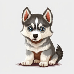 cute husky puppy breed dog in a sitting pose, generative ai