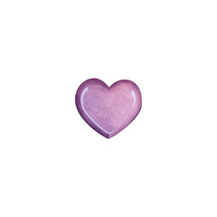Lilac heart. Valentine's Day. Watercolor. Hand drawing isolated on white background.