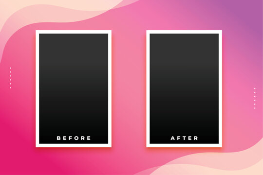 comparison before and after photo frame gradient background