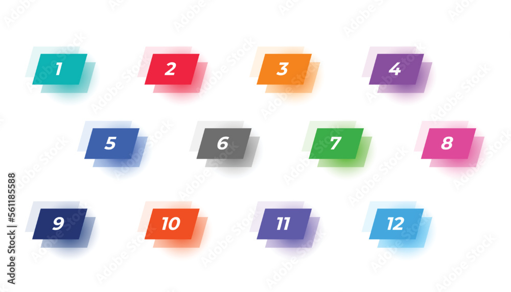 Wall mural isolated bullet points symbol from one to twelve