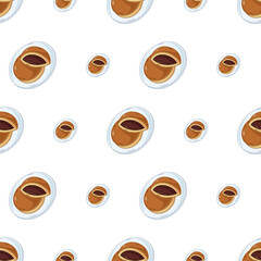 cartoon dorayaki, japanese food seamless pattern on colorful background
