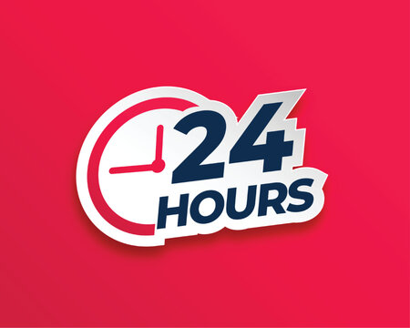 24 hours everyday service concept sticker with clock sign
