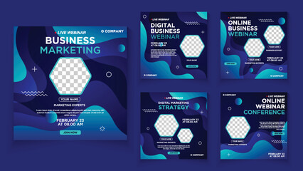 Webinar social media post template collection. Modern social media post bundle vector, Design editable template for social media posts