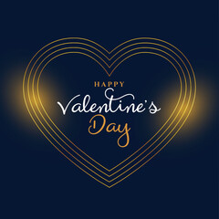 elegant valentines day greeting with line style golden heart design