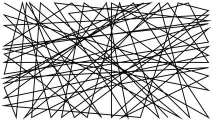 Vector asymmetrical texture with random chaotic lines, abstract geometric pattern. black and white vector 