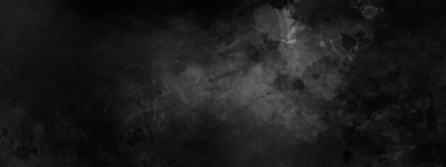 Black and dark grey grainy stone and concrete wall texture background. Panorama dark grey black slate background and texture. Old grunge Wall concrete texture background.