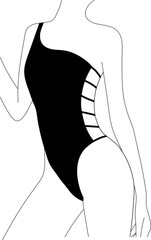 Slim body woman in swimsuit line art