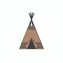 illustration of indian teepee tent, native american culture, vector art. © iconation