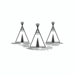 illustration of indian teepee tent, native american culture, vector art.