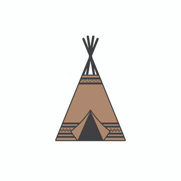 illustration of indian teepee tent, native american culture, vector art.
