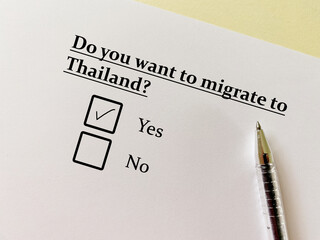 Questionnaire about migration